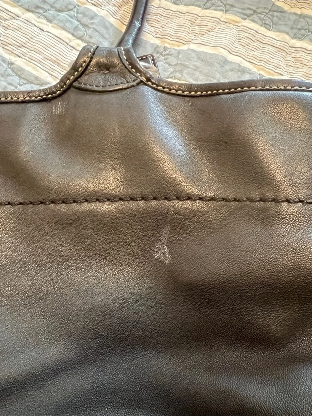 Coach Black Leather Double-Handle Tote